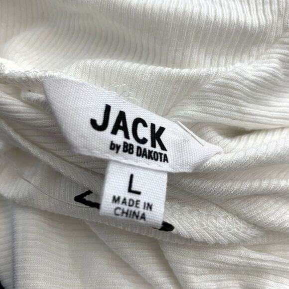 JACK BB DAKOTA You Fancy Huh Ribbed Cowl Bodysuit Size L White‎ Long Sleeve NWT - Picture 8 of 8